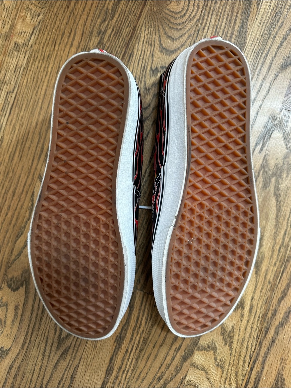⭐️BRAND NEW⭐️ Vans Black Canvas Sneakers with Red and Yellow Flame Print - Picture 4 of 5
